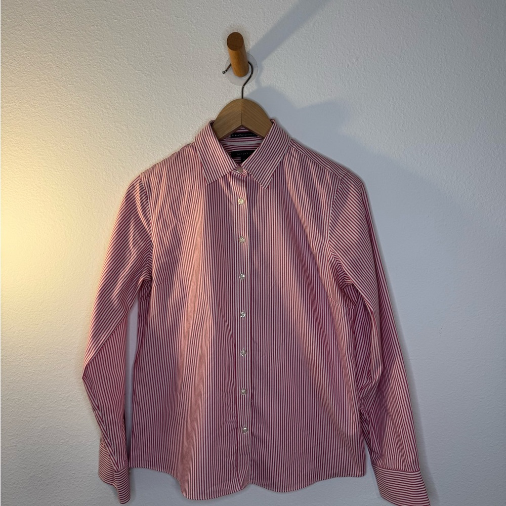 Lands' End Red and White Striped Shirt